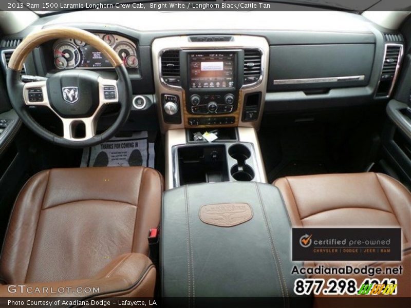 Bright White / Longhorn Black/Cattle Tan 2013 Ram 1500 Laramie Longhorn Crew Cab