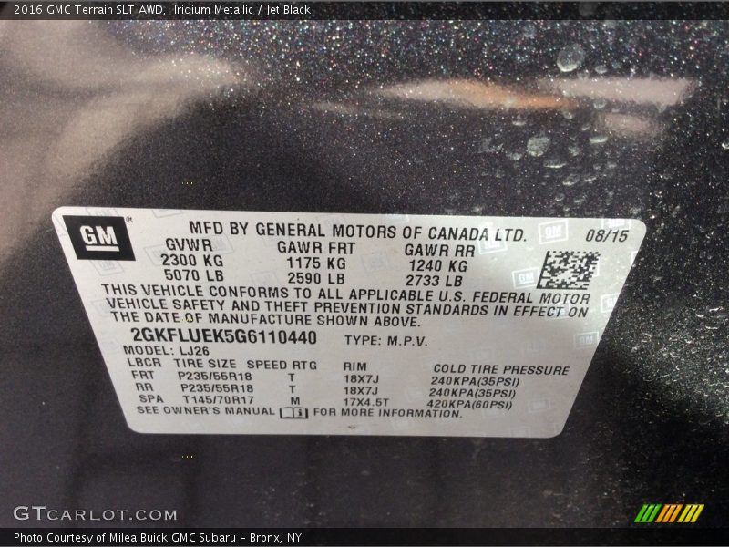 Iridium Metallic / Jet Black 2016 GMC Terrain SLT AWD