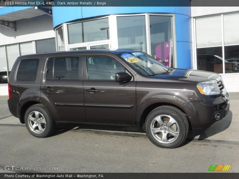 Dark Amber Metallic / Beige 2013 Honda Pilot EX-L 4WD
