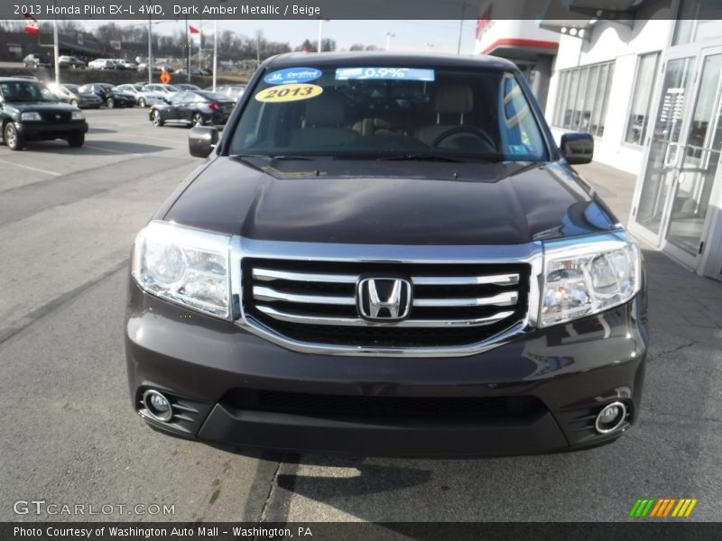 Dark Amber Metallic / Beige 2013 Honda Pilot EX-L 4WD