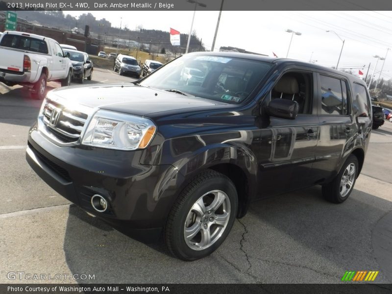 Dark Amber Metallic / Beige 2013 Honda Pilot EX-L 4WD