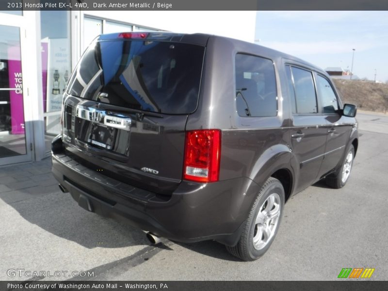 Dark Amber Metallic / Beige 2013 Honda Pilot EX-L 4WD