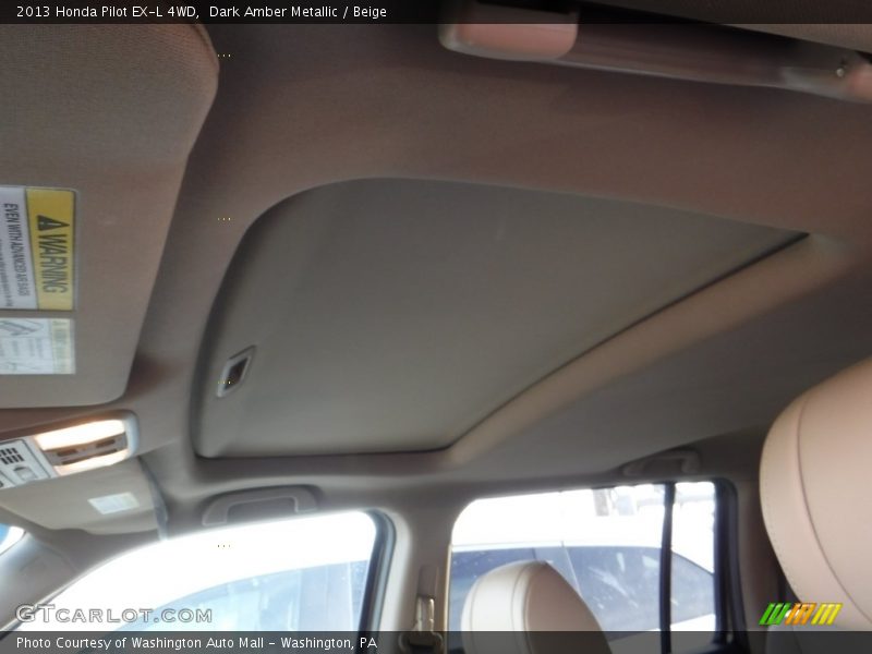 Dark Amber Metallic / Beige 2013 Honda Pilot EX-L 4WD