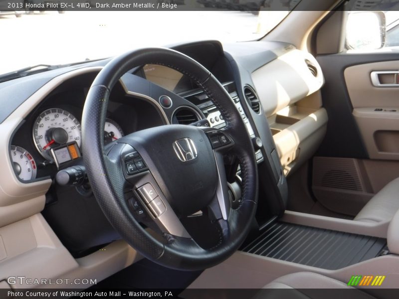 Dark Amber Metallic / Beige 2013 Honda Pilot EX-L 4WD