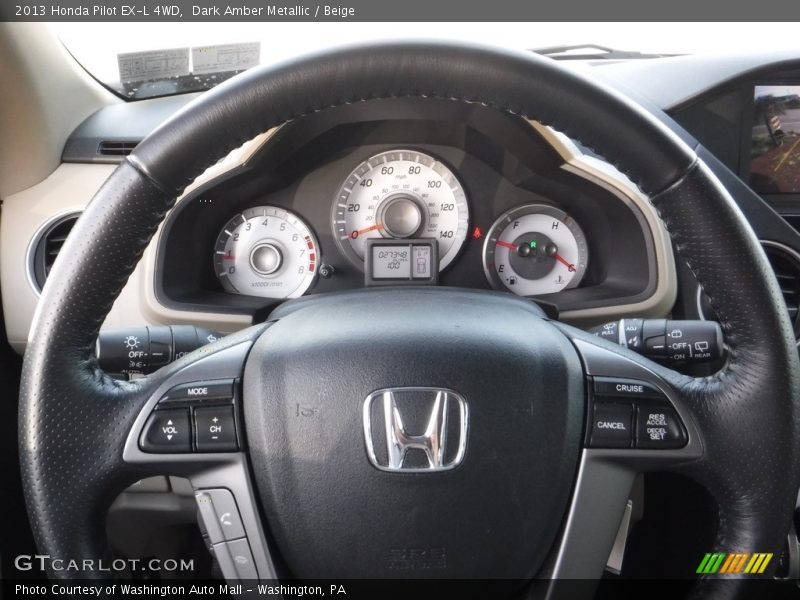 Dark Amber Metallic / Beige 2013 Honda Pilot EX-L 4WD