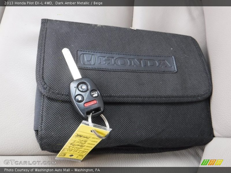 Dark Amber Metallic / Beige 2013 Honda Pilot EX-L 4WD