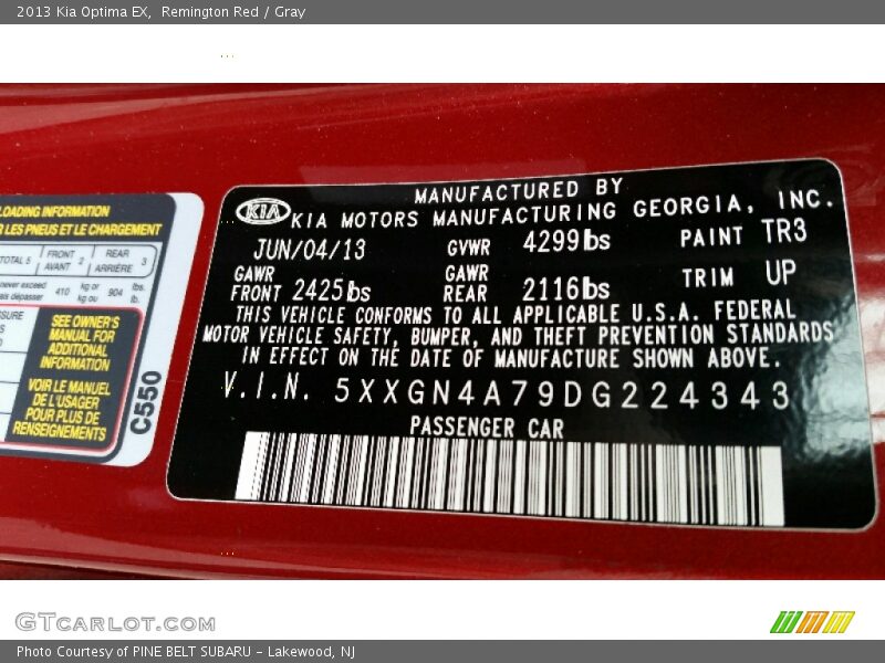 Remington Red / Gray 2013 Kia Optima EX