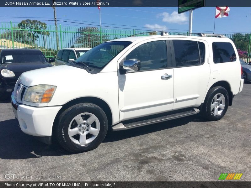 Blizzard White / Steel/Titanium 2004 Nissan Armada LE