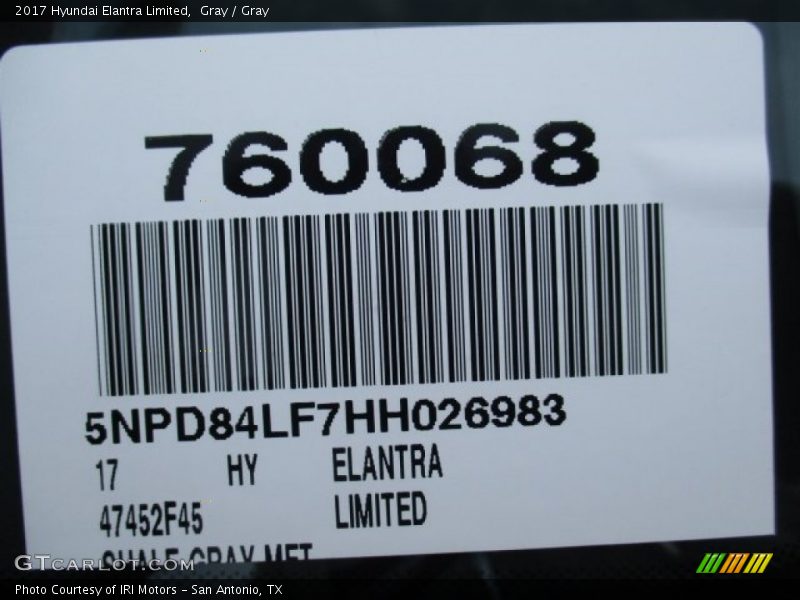 Gray / Gray 2017 Hyundai Elantra Limited