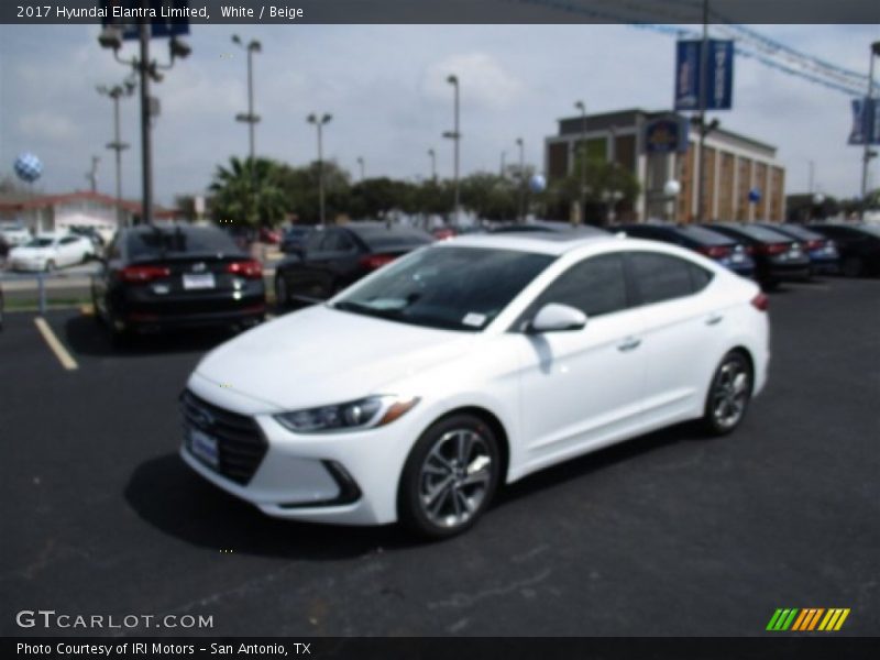 White / Beige 2017 Hyundai Elantra Limited