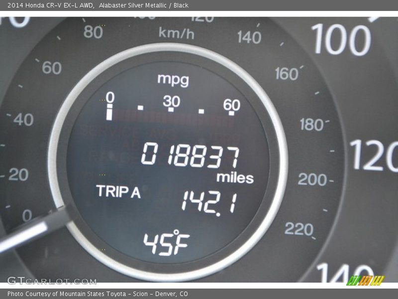 Alabaster Silver Metallic / Black 2014 Honda CR-V EX-L AWD