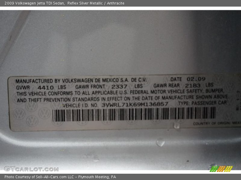 Reflex Silver Metallic / Anthracite 2009 Volkswagen Jetta TDI Sedan