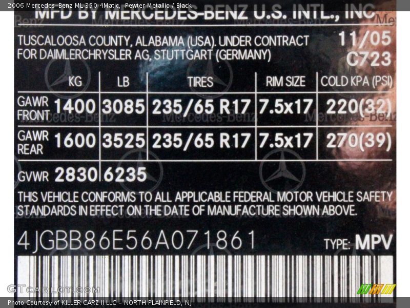 Pewter Metallic / Black 2006 Mercedes-Benz ML 350 4Matic