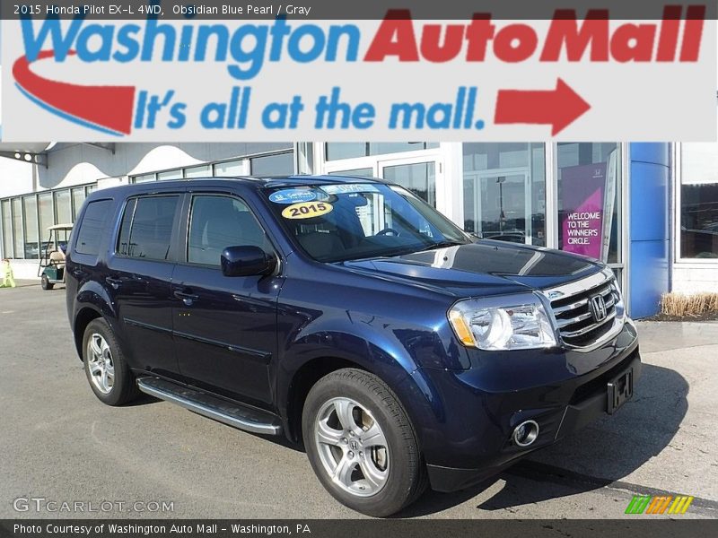 Obsidian Blue Pearl / Gray 2015 Honda Pilot EX-L 4WD