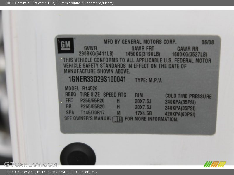 Summit White / Cashmere/Ebony 2009 Chevrolet Traverse LTZ