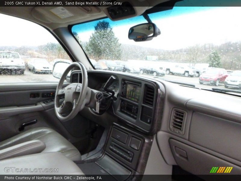 Sand Beige Metallic / Stone Gray 2005 GMC Yukon XL Denali AWD
