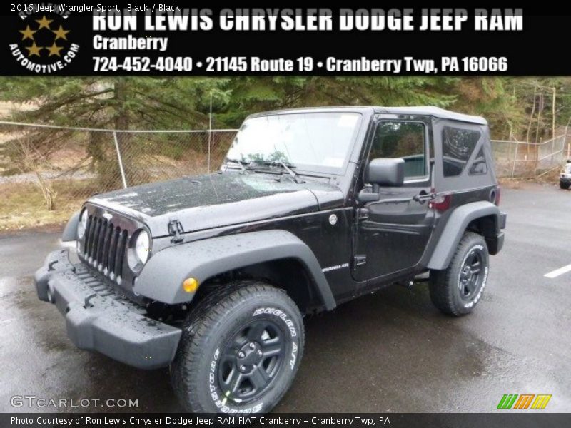 Black / Black 2016 Jeep Wrangler Sport