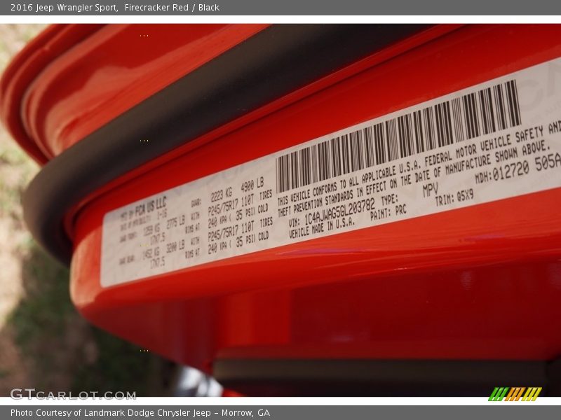 Firecracker Red / Black 2016 Jeep Wrangler Sport