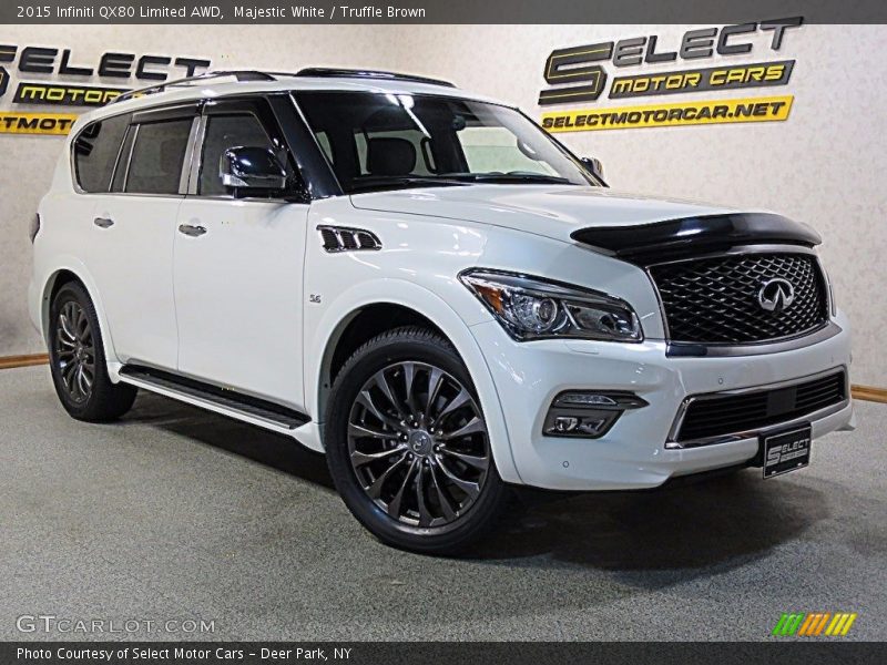 Majestic White / Truffle Brown 2015 Infiniti QX80 Limited AWD