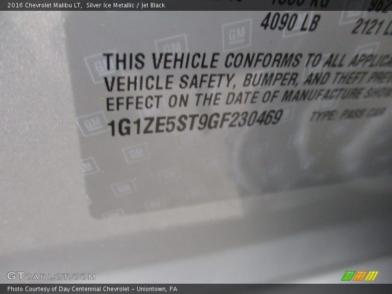 Silver Ice Metallic / Jet Black 2016 Chevrolet Malibu LT