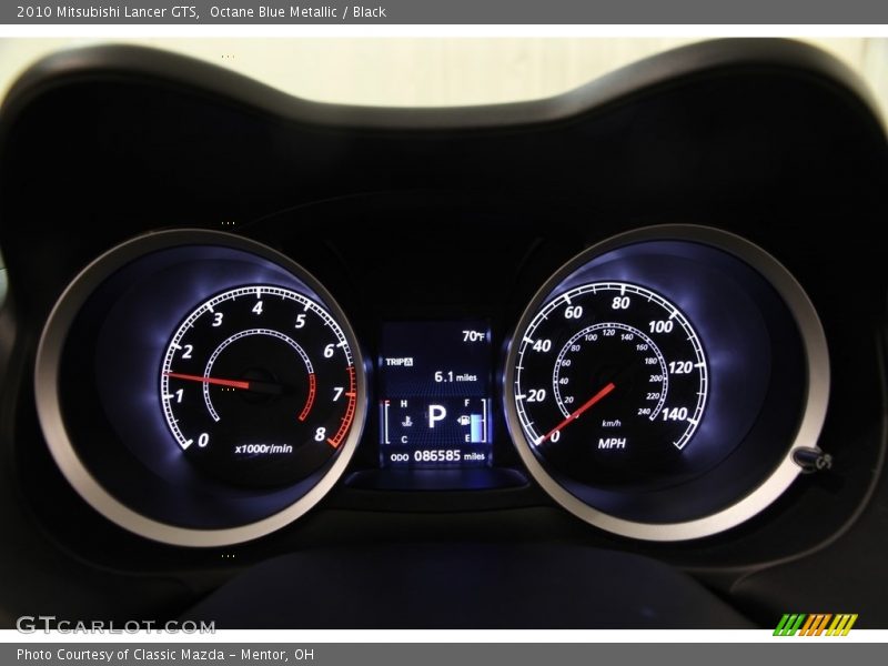 Octane Blue Metallic / Black 2010 Mitsubishi Lancer GTS