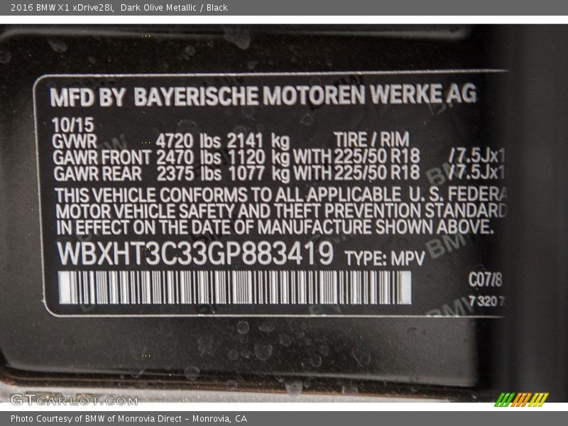 C07 - 2016 BMW X1 xDrive28i