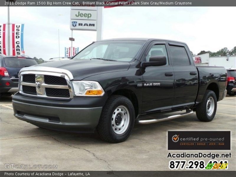 Brilliant Black Crystal Pearl / Dark Slate Gray/Medium Graystone 2011 Dodge Ram 1500 Big Horn Crew Cab