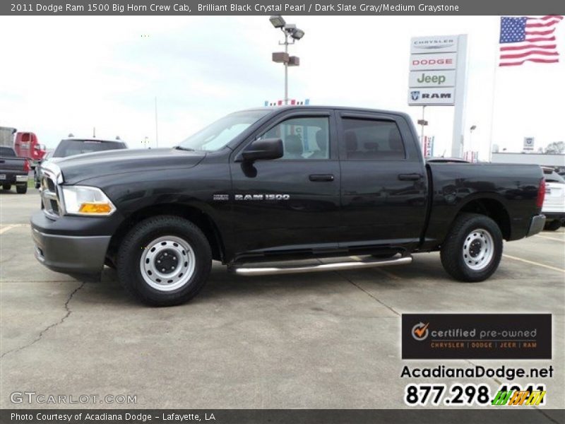 Brilliant Black Crystal Pearl / Dark Slate Gray/Medium Graystone 2011 Dodge Ram 1500 Big Horn Crew Cab