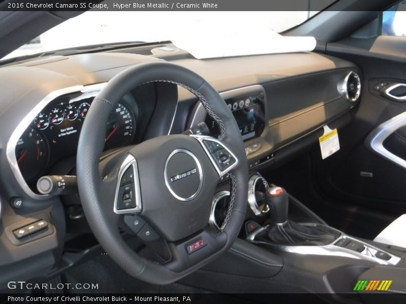 Hyper Blue Metallic / Ceramic White 2016 Chevrolet Camaro SS Coupe