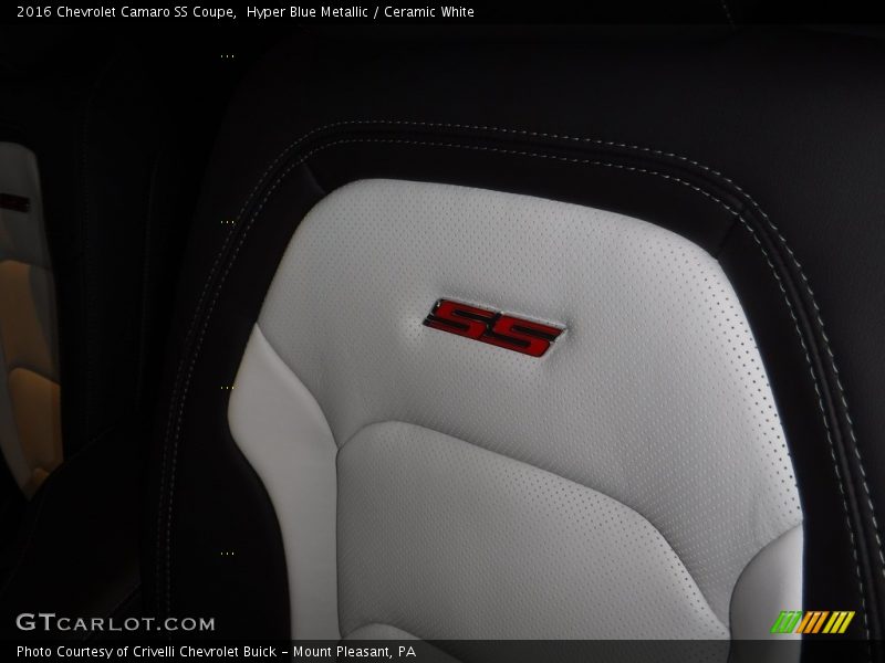 Hyper Blue Metallic / Ceramic White 2016 Chevrolet Camaro SS Coupe