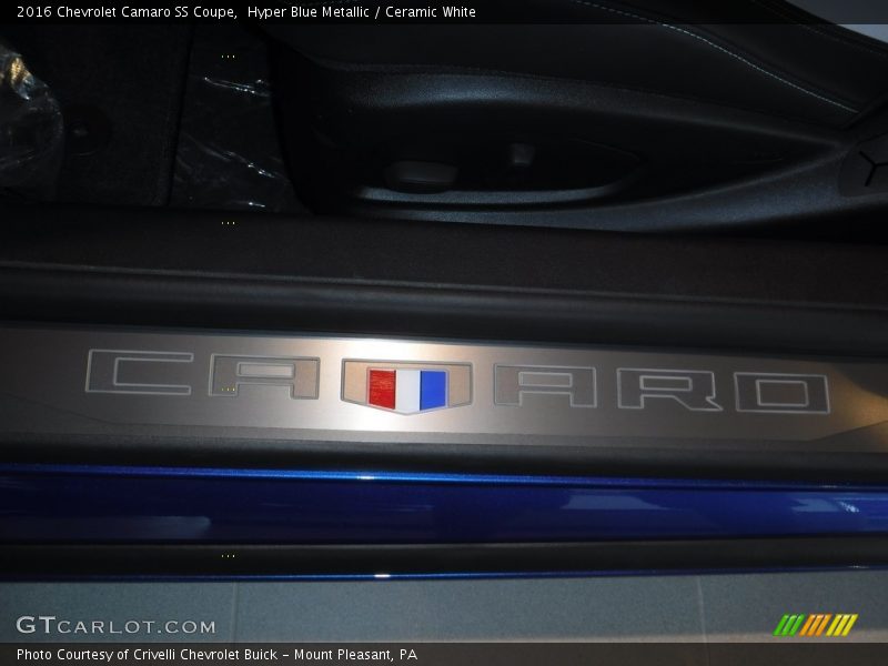 Hyper Blue Metallic / Ceramic White 2016 Chevrolet Camaro SS Coupe