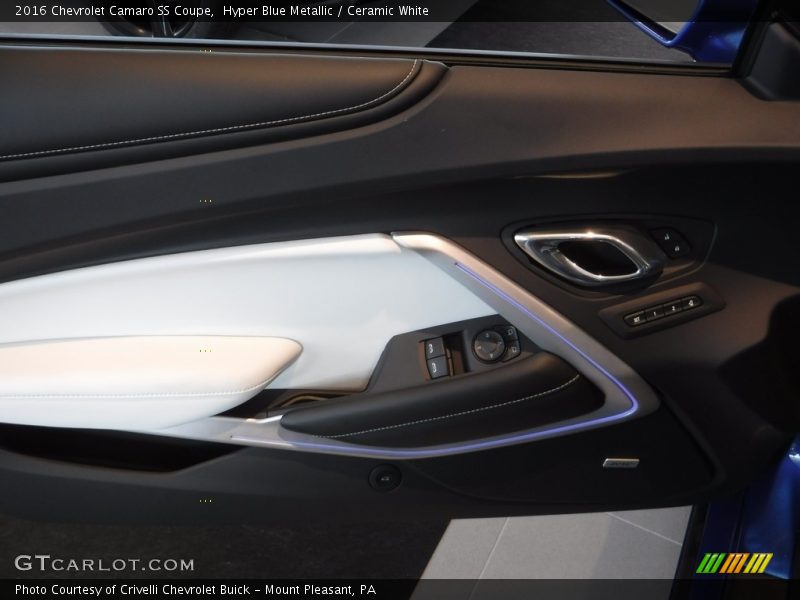 Hyper Blue Metallic / Ceramic White 2016 Chevrolet Camaro SS Coupe