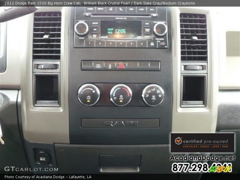 Brilliant Black Crystal Pearl / Dark Slate Gray/Medium Graystone 2011 Dodge Ram 1500 Big Horn Crew Cab