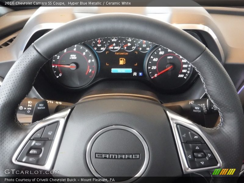 Hyper Blue Metallic / Ceramic White 2016 Chevrolet Camaro SS Coupe
