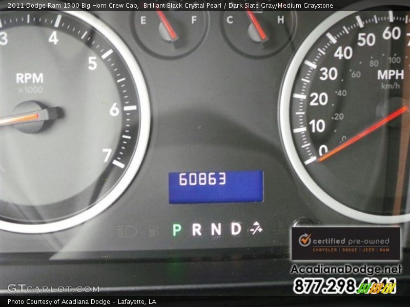 Brilliant Black Crystal Pearl / Dark Slate Gray/Medium Graystone 2011 Dodge Ram 1500 Big Horn Crew Cab