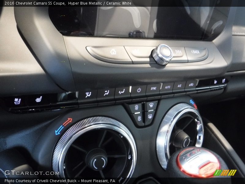 Hyper Blue Metallic / Ceramic White 2016 Chevrolet Camaro SS Coupe