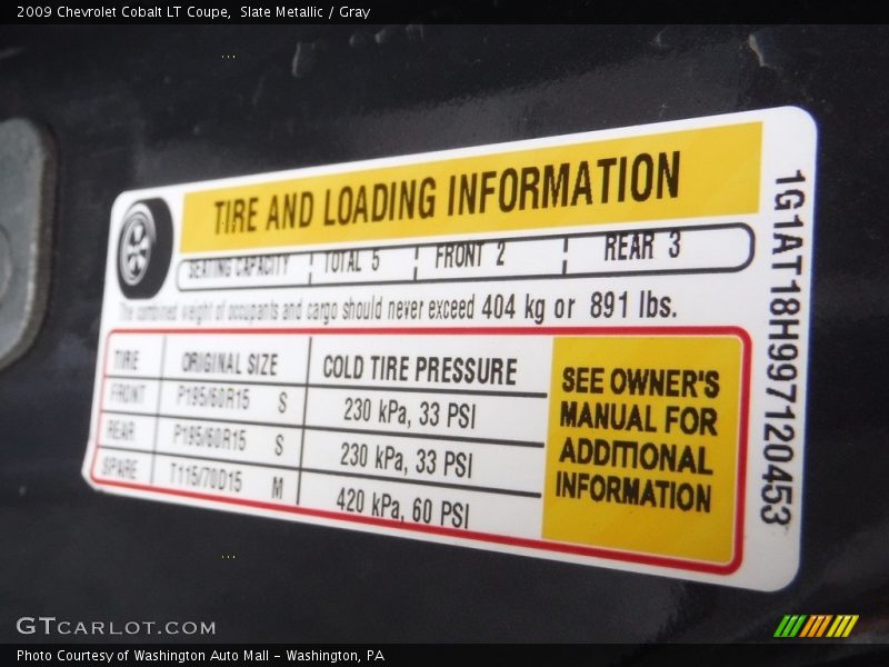 Slate Metallic / Gray 2009 Chevrolet Cobalt LT Coupe