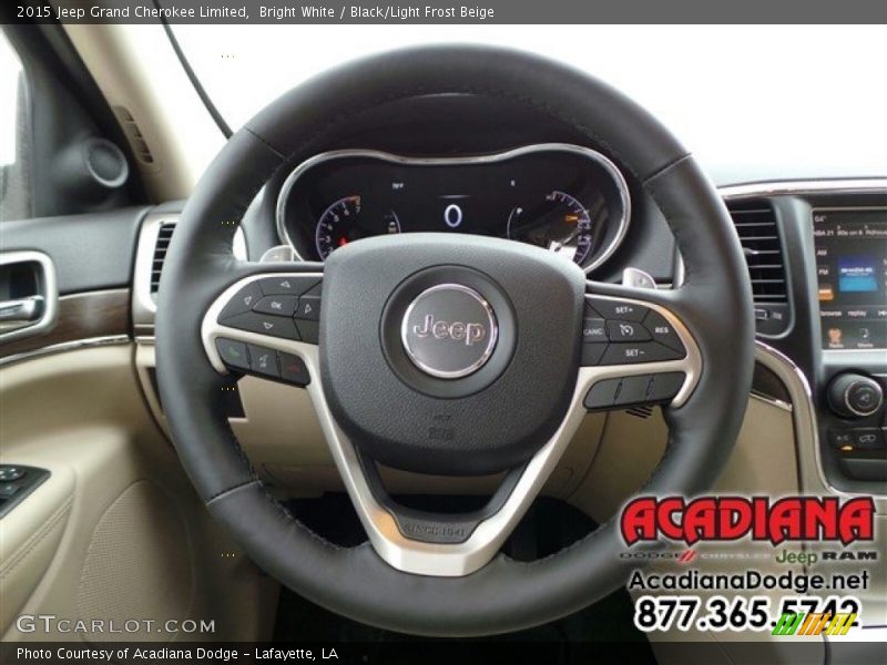 Bright White / Black/Light Frost Beige 2015 Jeep Grand Cherokee Limited