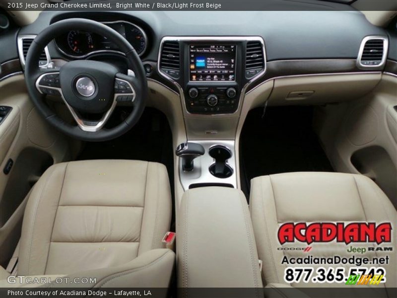 Bright White / Black/Light Frost Beige 2015 Jeep Grand Cherokee Limited