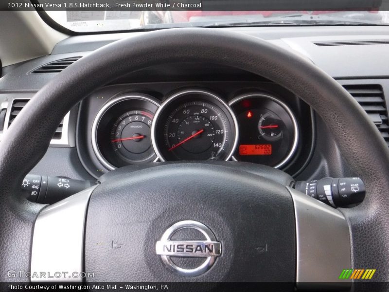Fresh Powder White / Charcoal 2012 Nissan Versa 1.8 S Hatchback