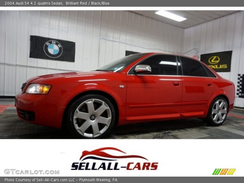 Brilliant Red / Black/Blue 2004 Audi S4 4.2 quattro Sedan