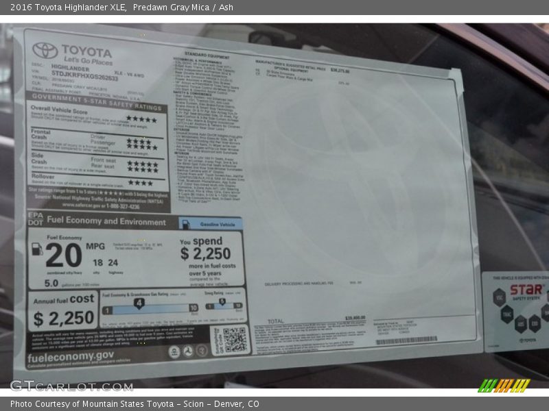 Predawn Gray Mica / Ash 2016 Toyota Highlander XLE