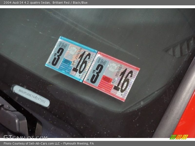 Brilliant Red / Black/Blue 2004 Audi S4 4.2 quattro Sedan