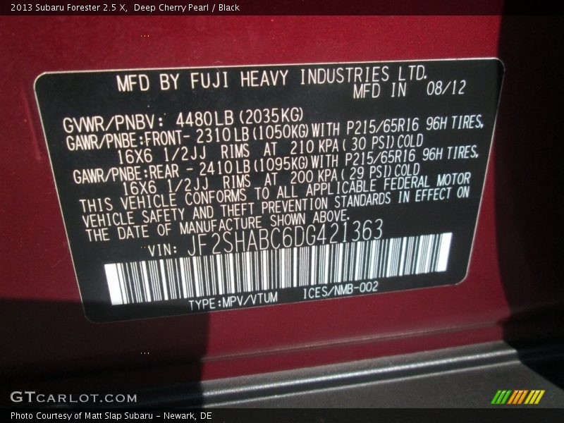 Deep Cherry Pearl / Black 2013 Subaru Forester 2.5 X