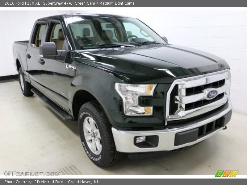 Green Gem / Medium Light Camel 2016 Ford F150 XLT SuperCrew 4x4