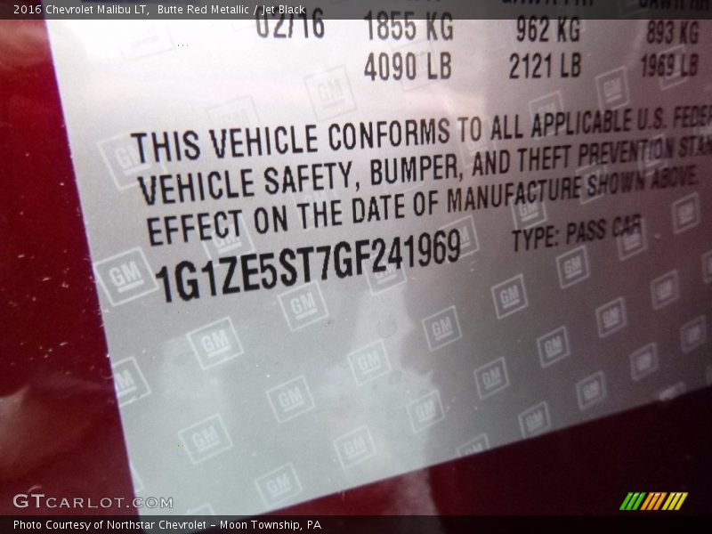 Butte Red Metallic / Jet Black 2016 Chevrolet Malibu LT