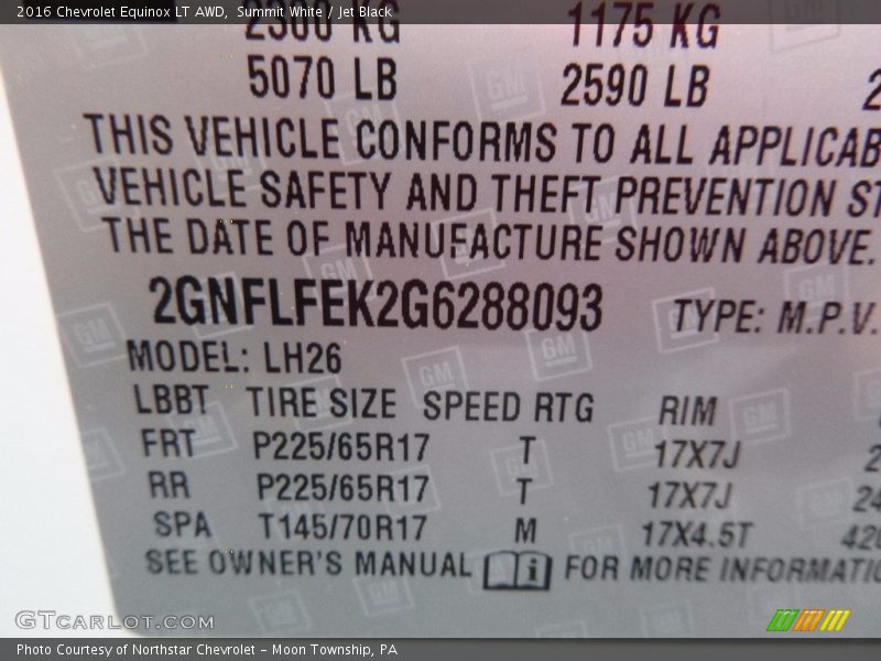 Summit White / Jet Black 2016 Chevrolet Equinox LT AWD