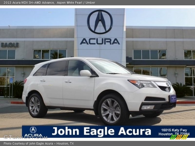 Aspen White Pearl / Umber 2013 Acura MDX SH-AWD Advance