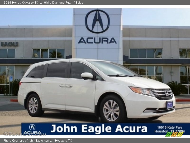 White Diamond Pearl / Beige 2014 Honda Odyssey EX-L