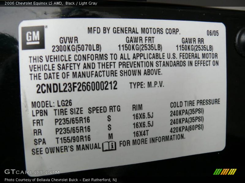 Black / Light Gray 2006 Chevrolet Equinox LS AWD